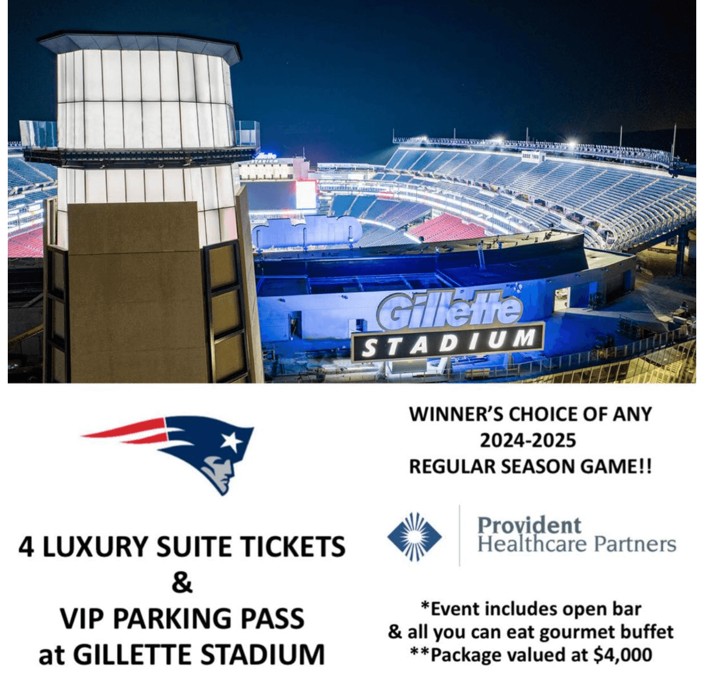 PATRIOTS LUXURY TICKETS FOR 4