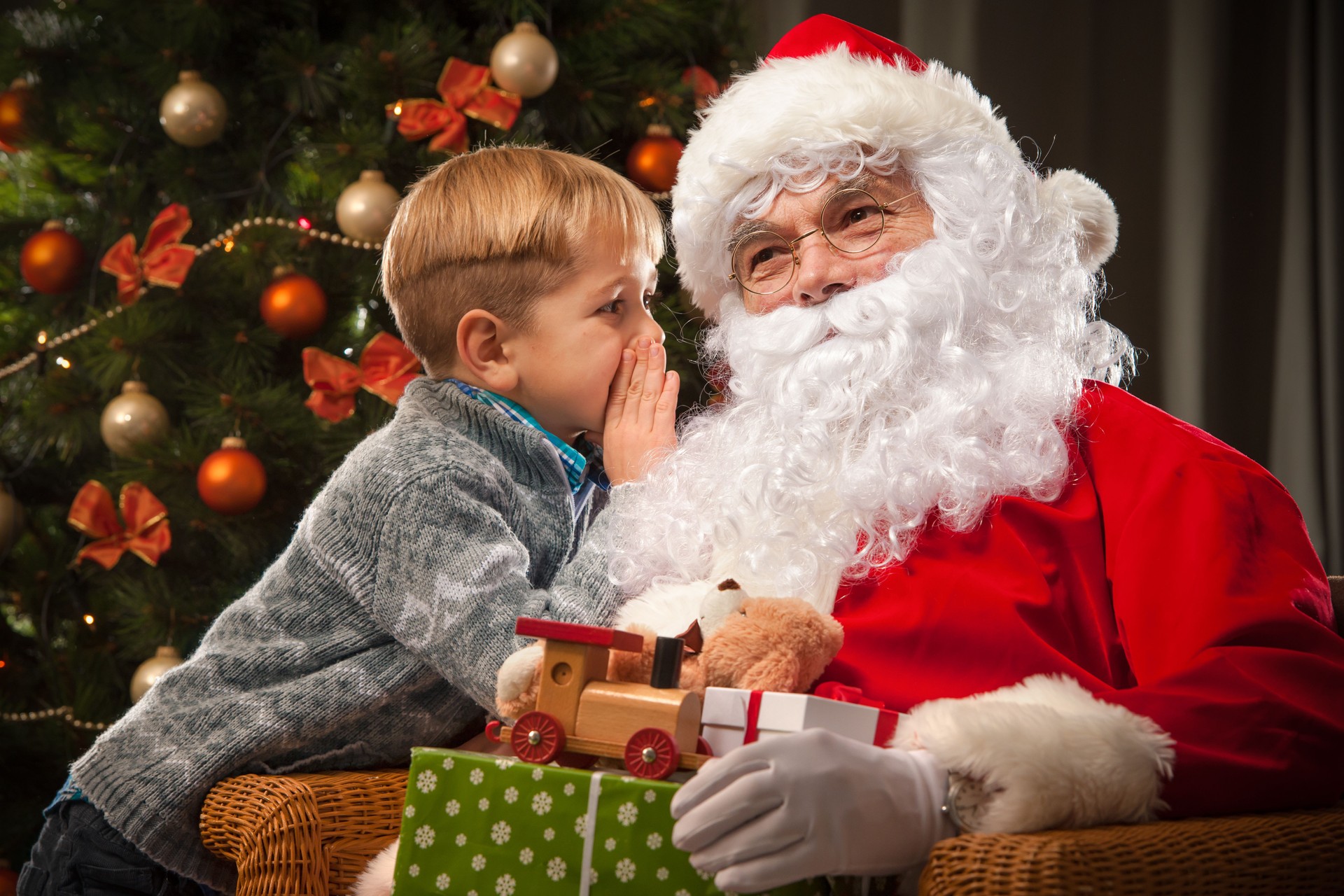 Santa Claus and a little boy